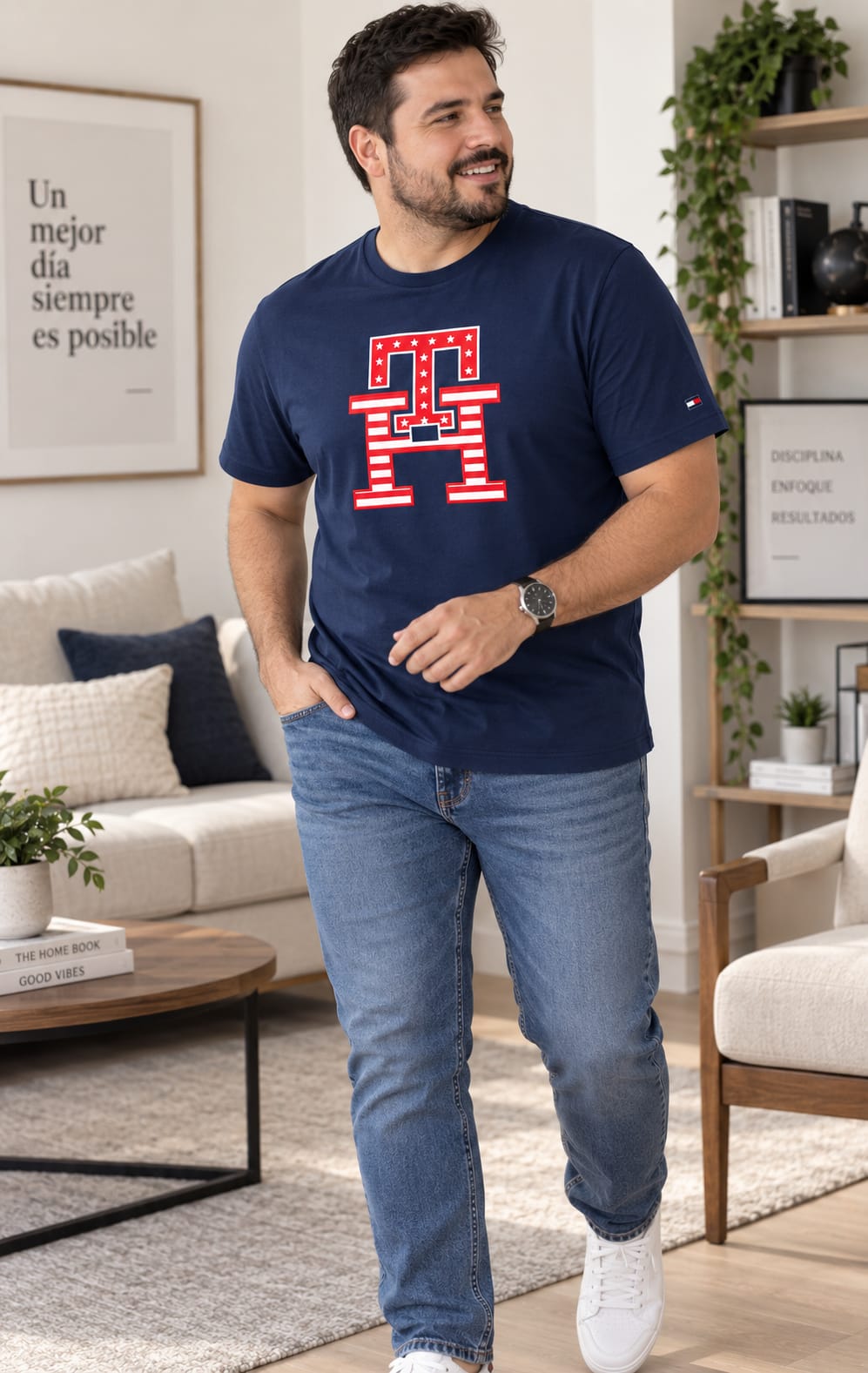 Playera para Hombre Azul Marino Cuello Redondo Tommy Hilfiger