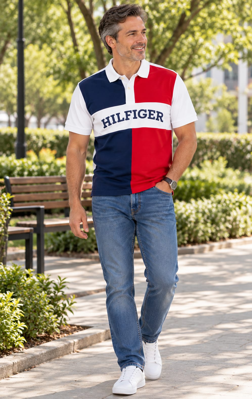 Playera para Hombre Blanca Tommy Hilfiger de Manga Corta con Cuello