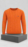 Suéter para Hombre Naranja con Tejido Trenzado Tommy Hilfiger