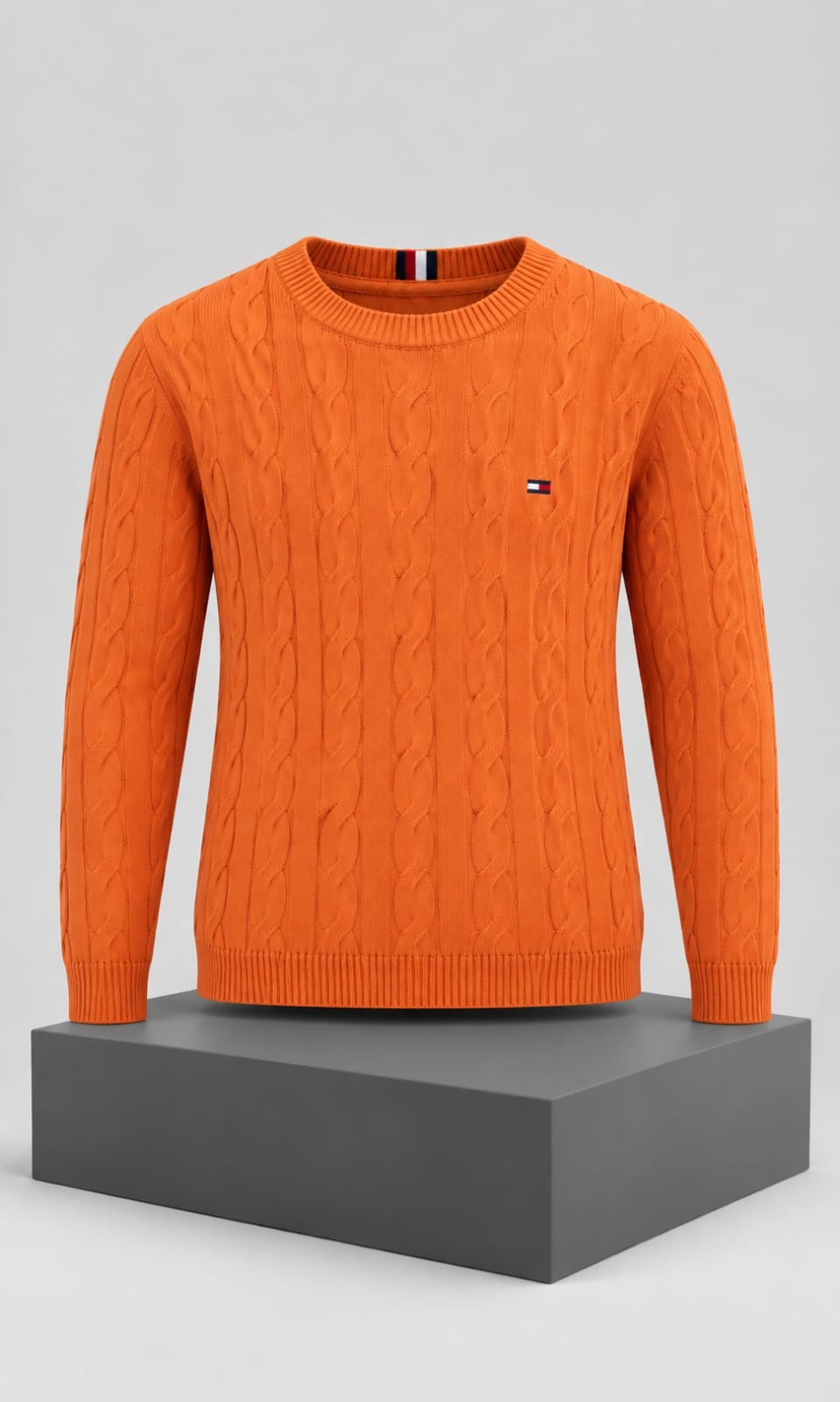 Suéter para Hombre Naranja con Tejido Trenzado Tommy Hilfiger