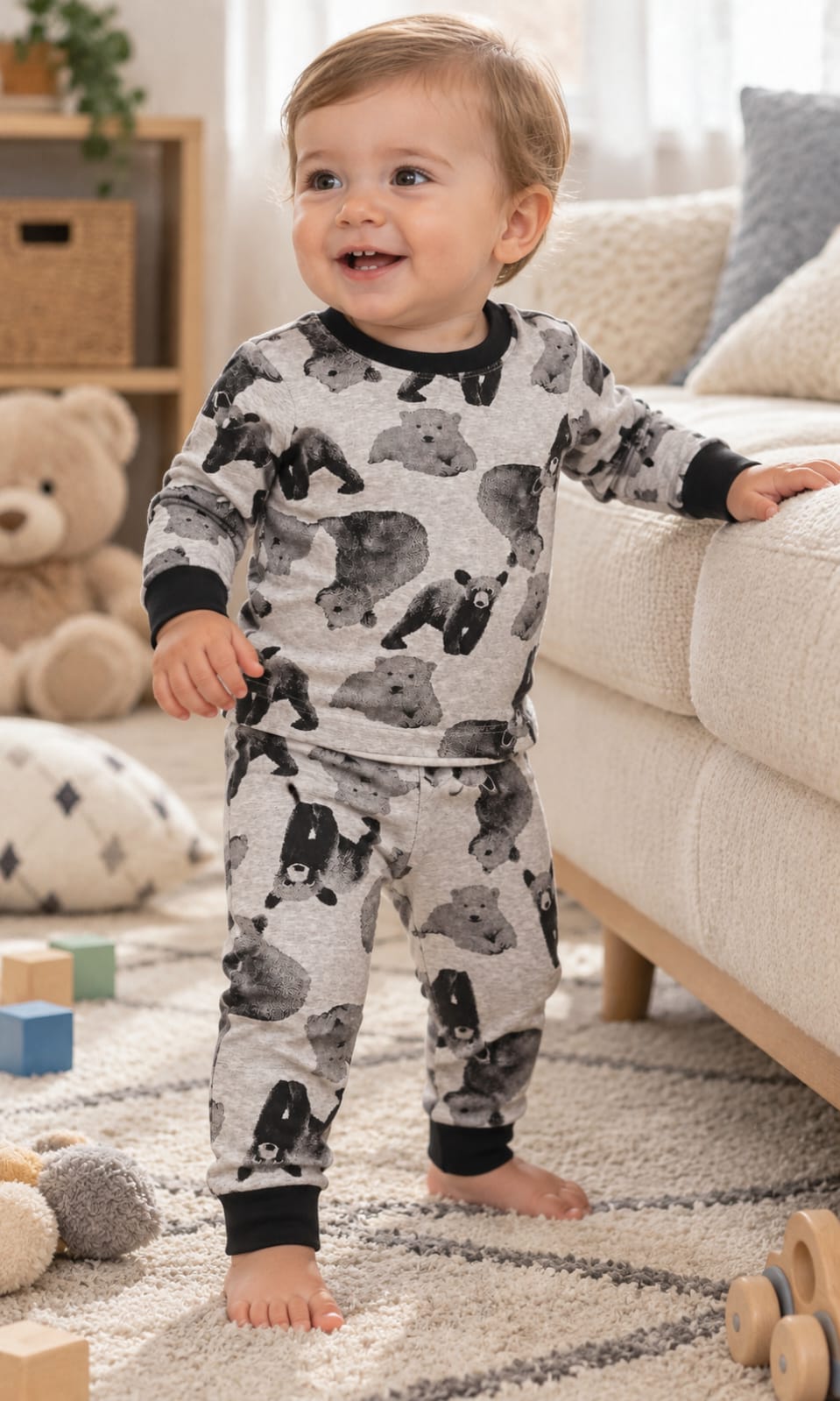 Set de 2 Pijamas para Bebé Carters de 12 Meses en Gris, Negro y Rojo