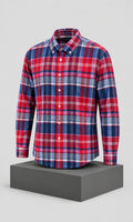 Camisa de Hombre Manga Larga a Cuadros Roja y Azul Tommy Hilfiger