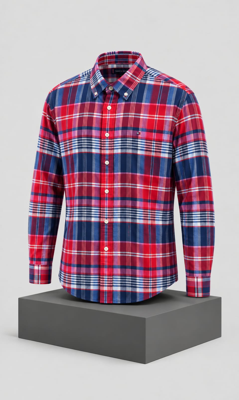 Camisa de Hombre Manga Larga a Cuadros Roja y Azul Tommy Hilfiger