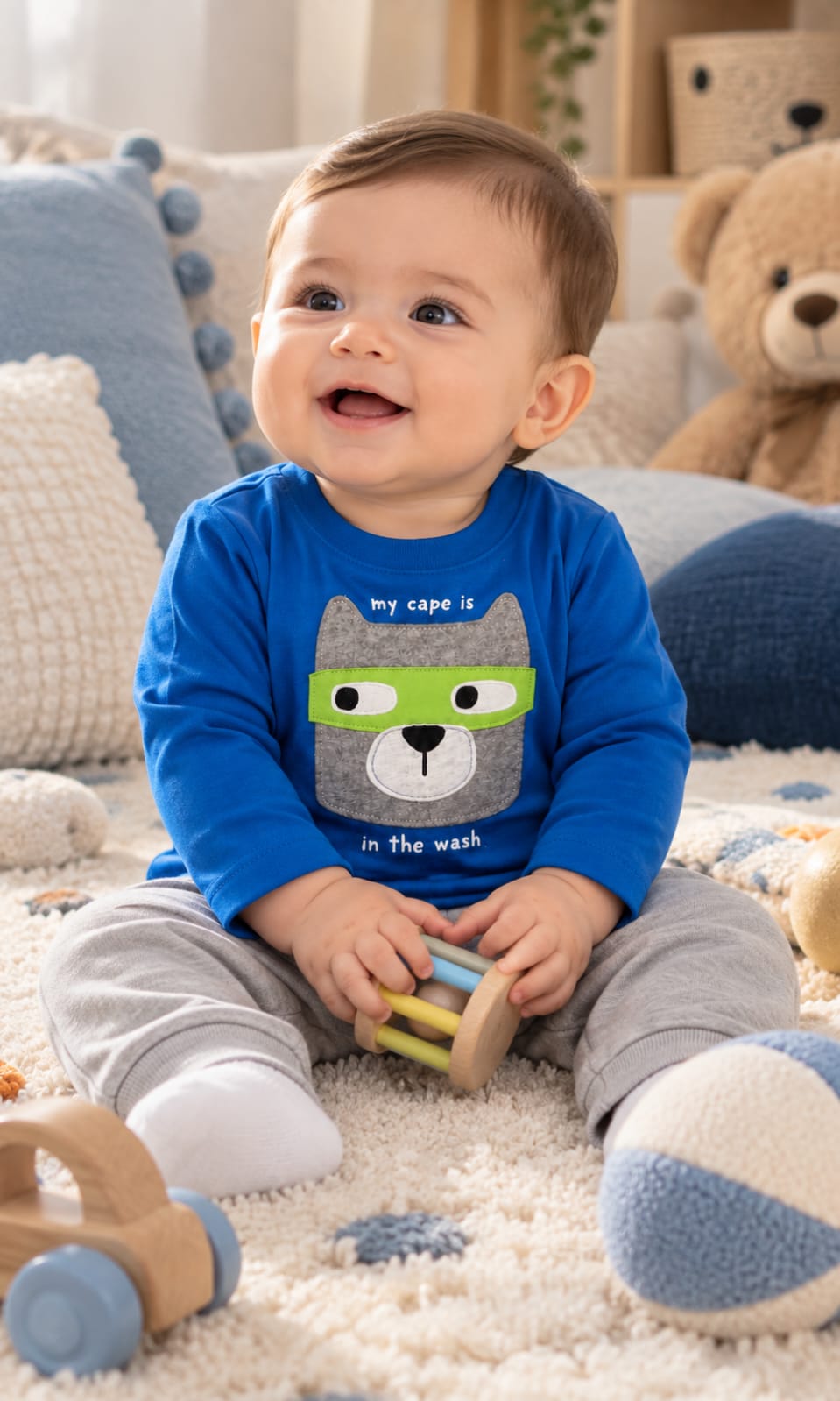Playera de manga larga First Impressions para bebé 6-9 meses azul