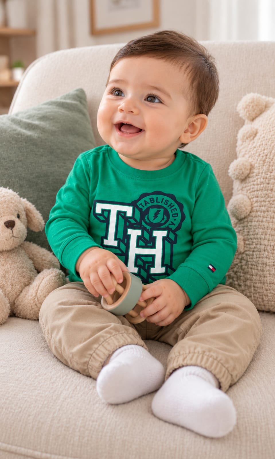 Playera Tommy Hilfiger para bebé 6-9 meses color verde