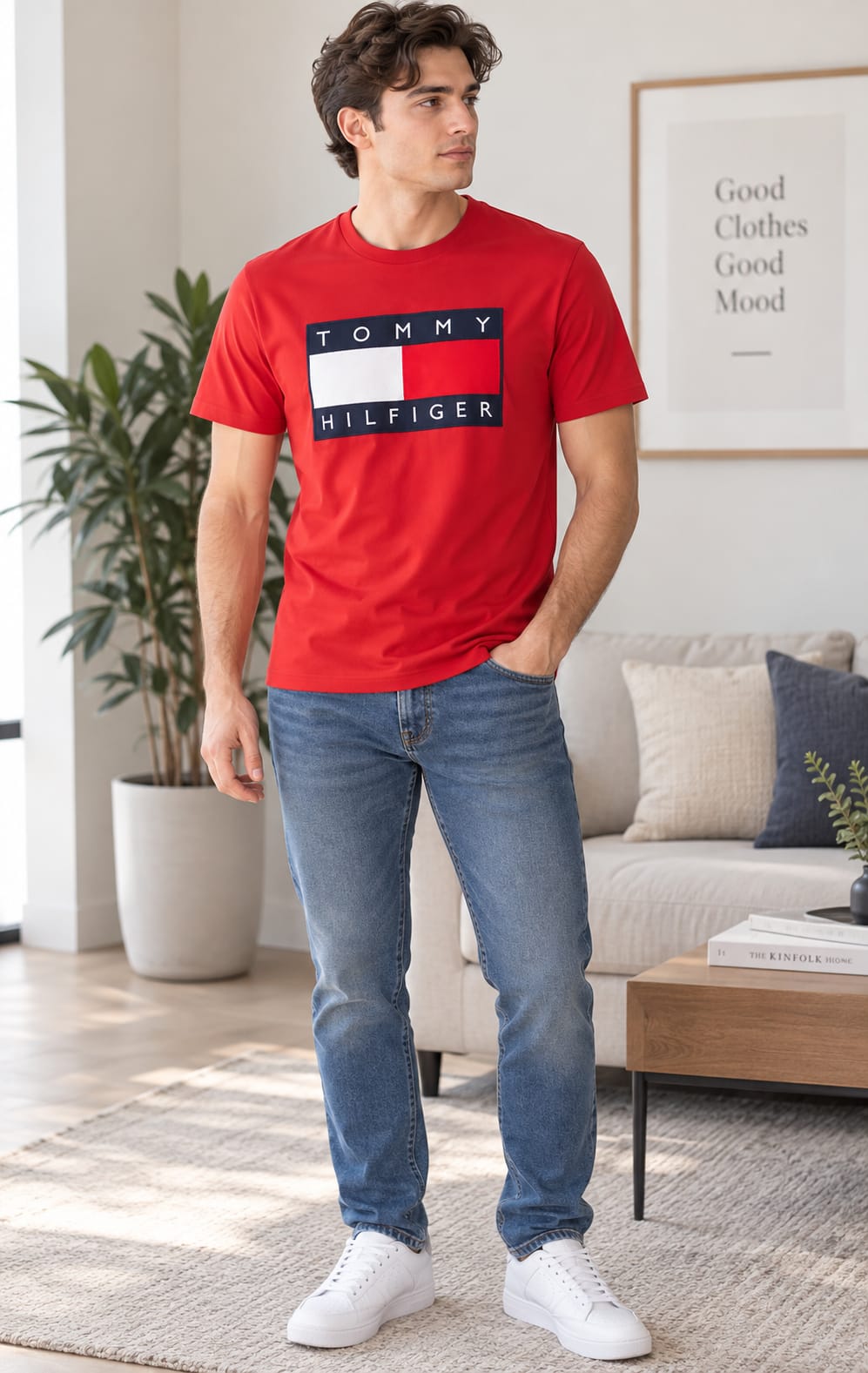 Playera para Hombre Roja Cuello Redondo Tommy Hilfiger