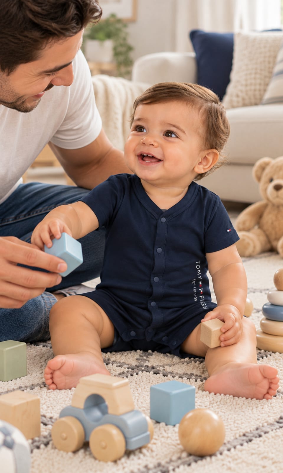 Mameluco de Pierna Corta Tommy Hilfiger para Bebé de 12 Meses en Azul Marino