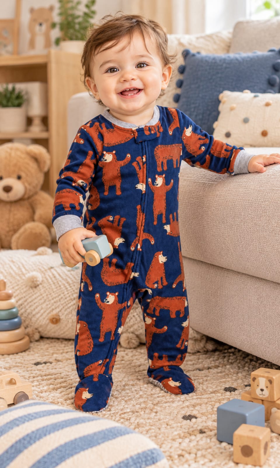 Mameluco completo para bebé de 12 meses en azul marino y café – Carter’s