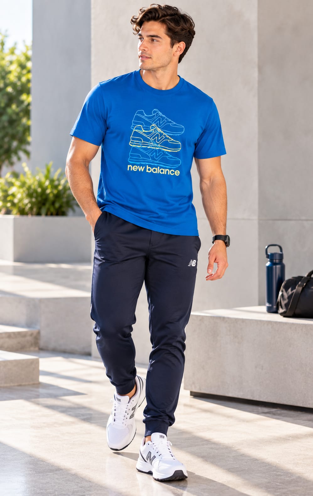Playera New Balance para Hombre Azul de Manga Corta