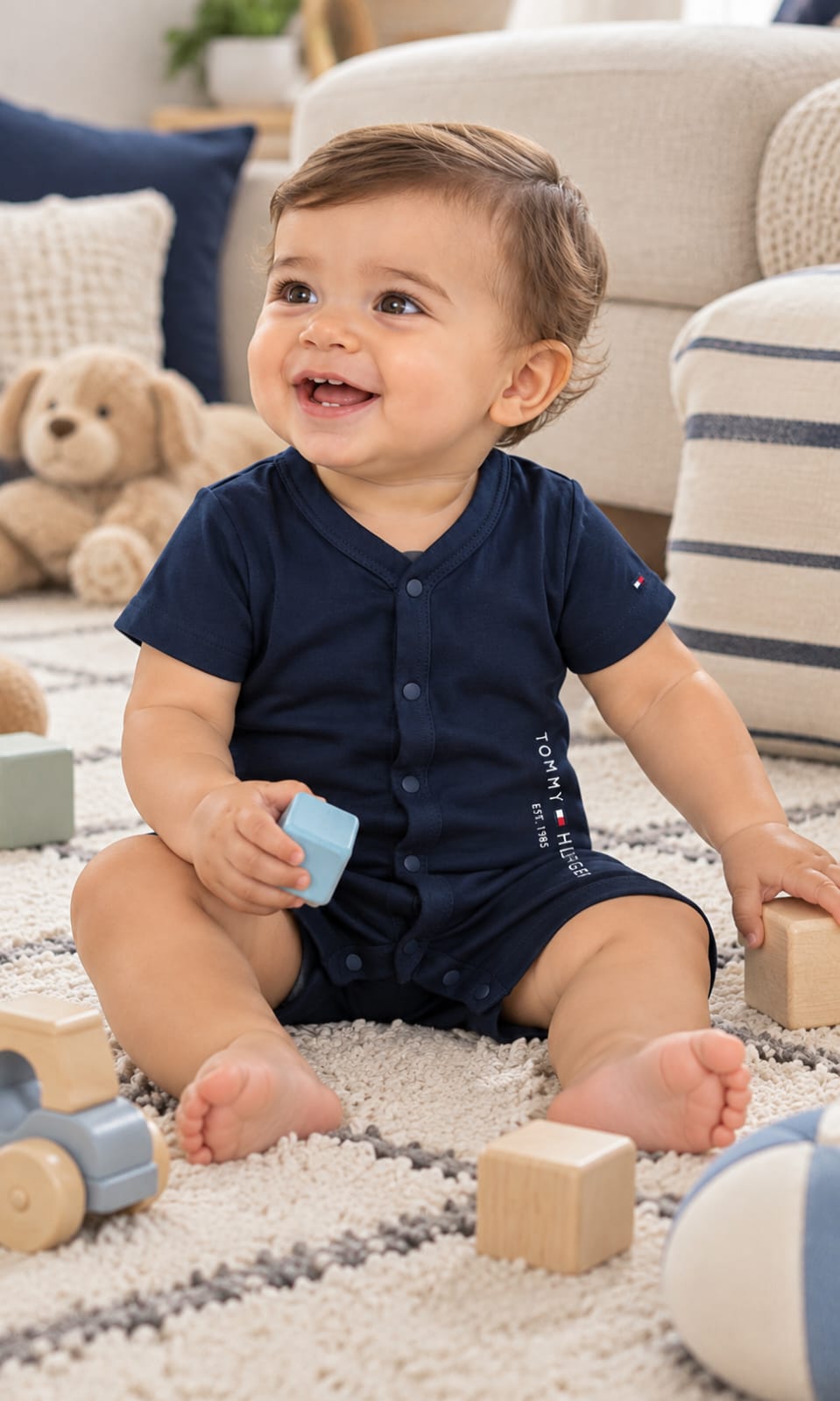 Mameluco de Pierna Corta Tommy Hilfiger para Bebé de 12 Meses en Azul Marino