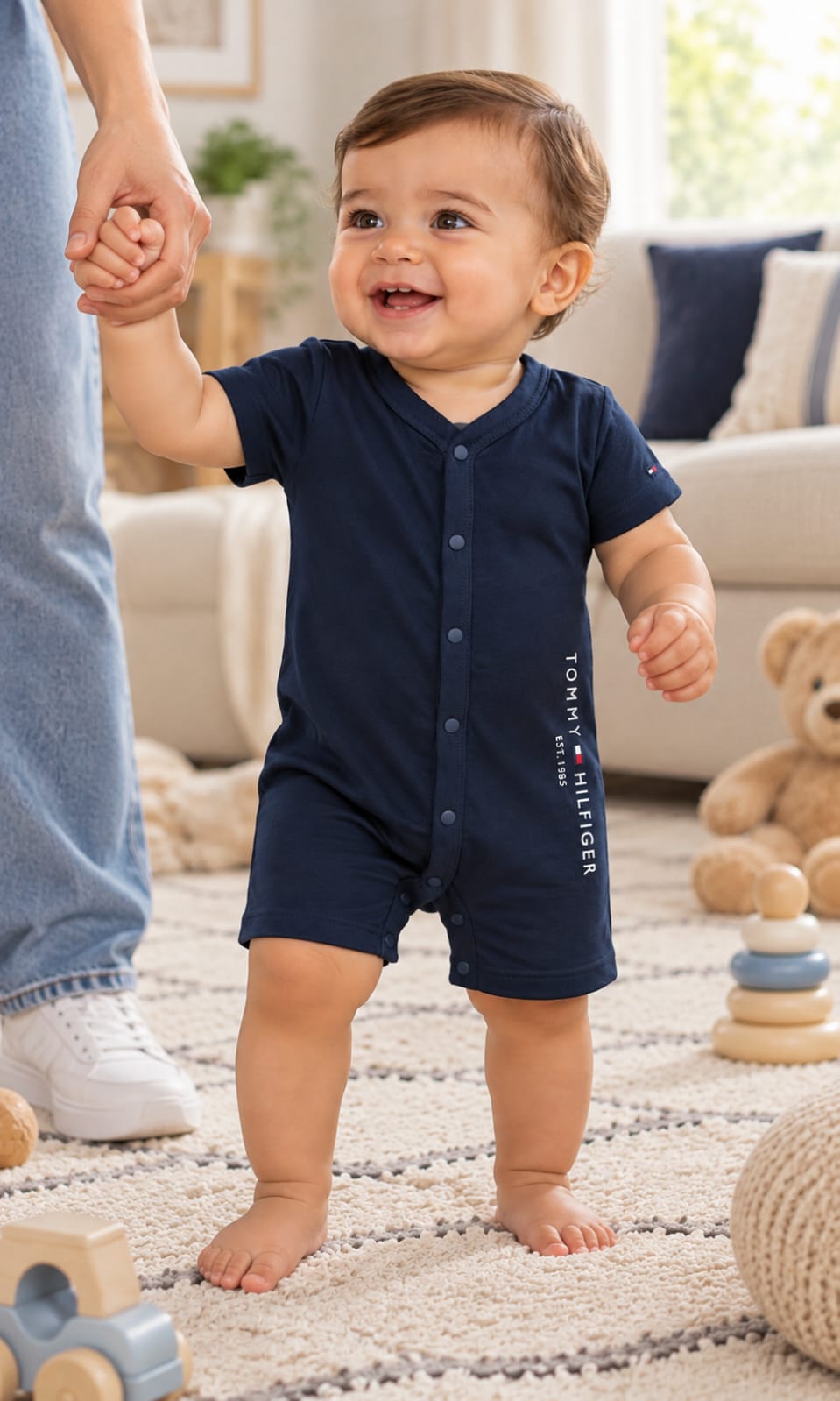 Mameluco de Pierna Corta Tommy Hilfiger para Bebé de 12 Meses en Azul Marino