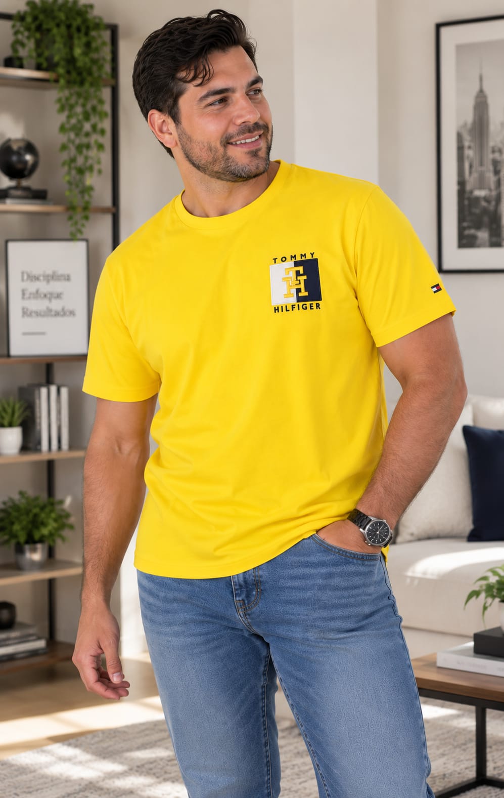 Playera para Hombre Amarilla Cuello Redondo Manga Corta Tommy Hilfiger