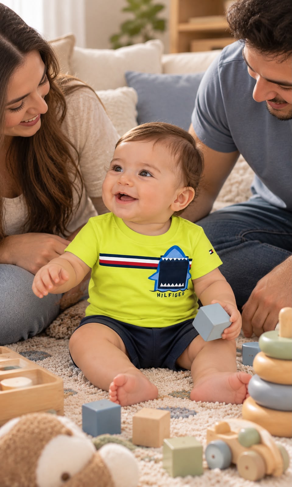 Playera Tommy Hilfiger de manga corta para bebé 6-9 meses amarilla neón