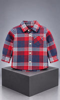 Camisa Tommy Hilfiger de manga larga para bebé 3-6 meses roja, azul y blanca