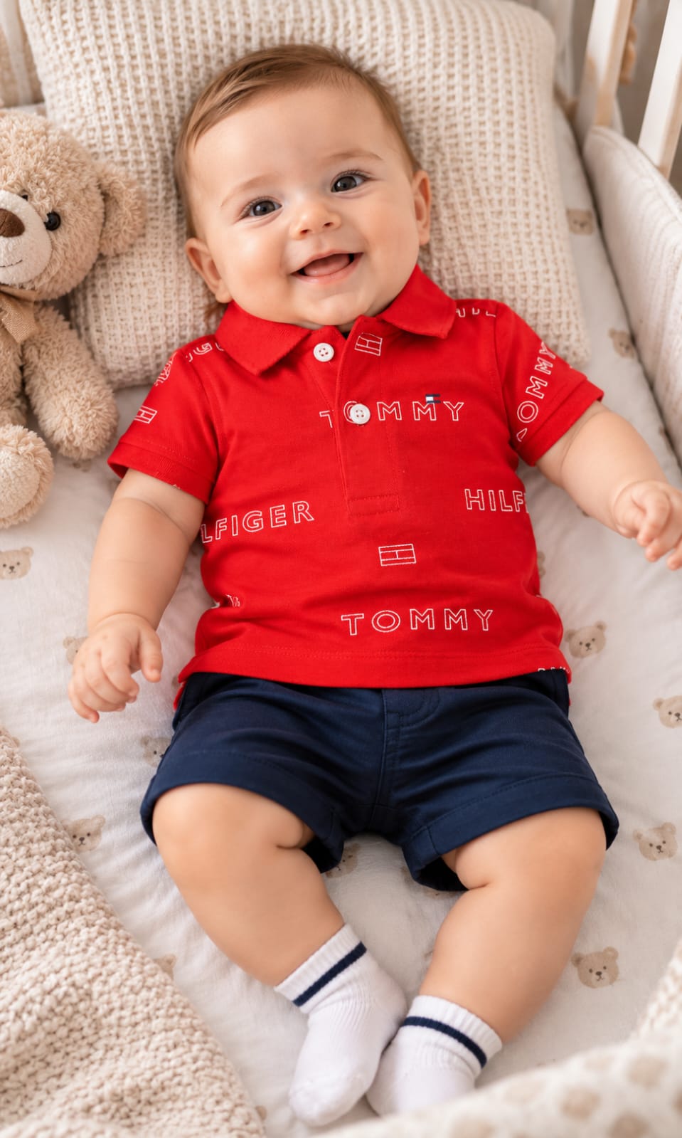 Playera Tommy Hilfiger para bebé 3-6 meses color rojo