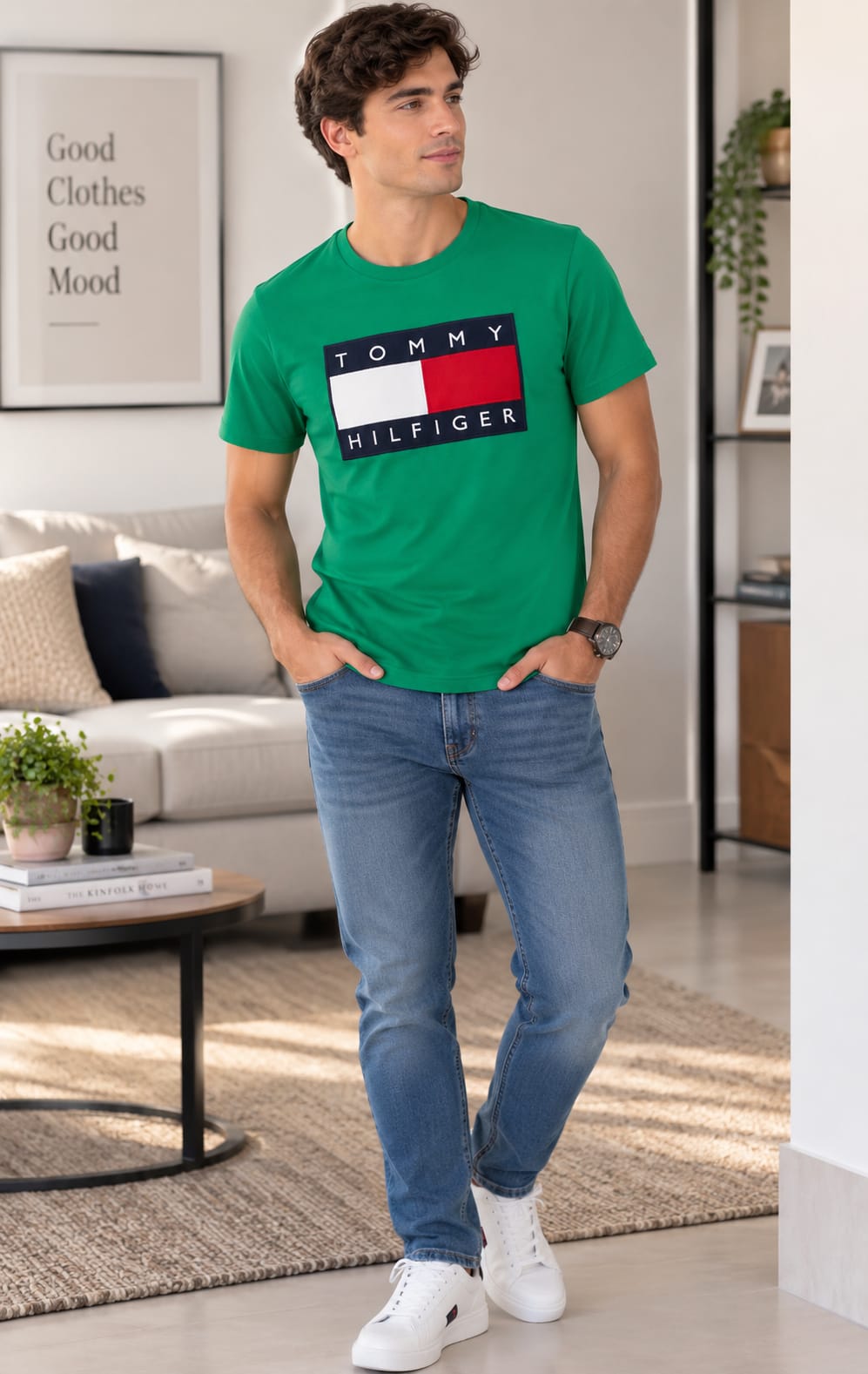 Playera para Hombre Verde Cuello Redondo Manga Corta Tommy Hilfiger