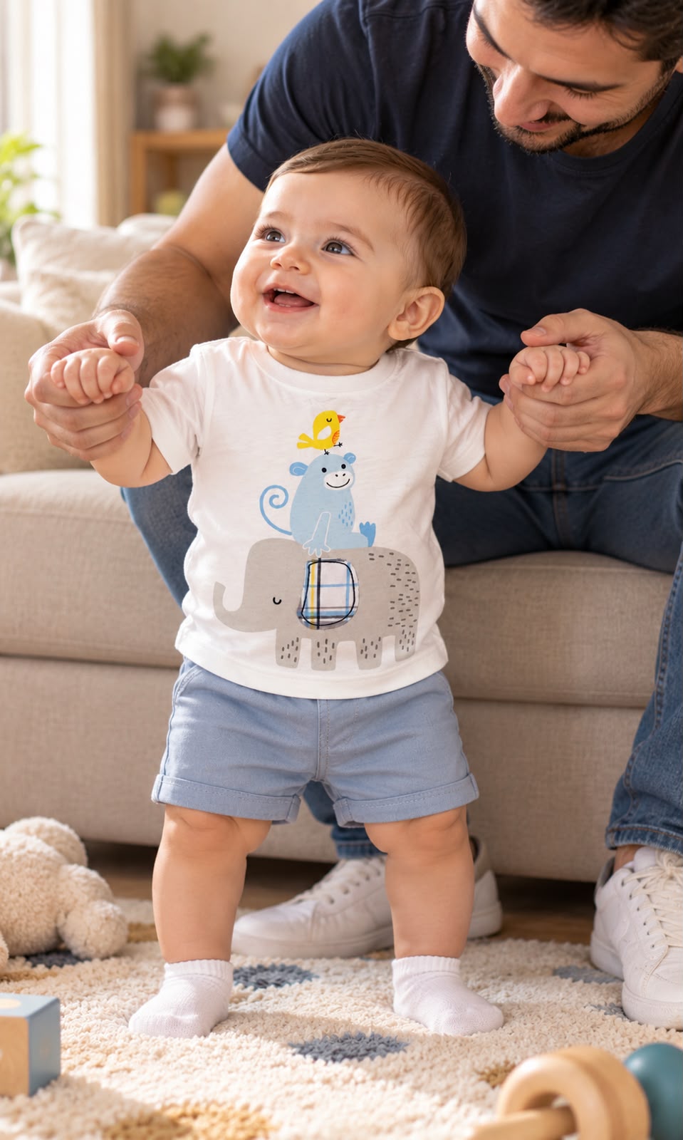 Playera First Impressions de manga corta para bebé 6-9 meses blanca