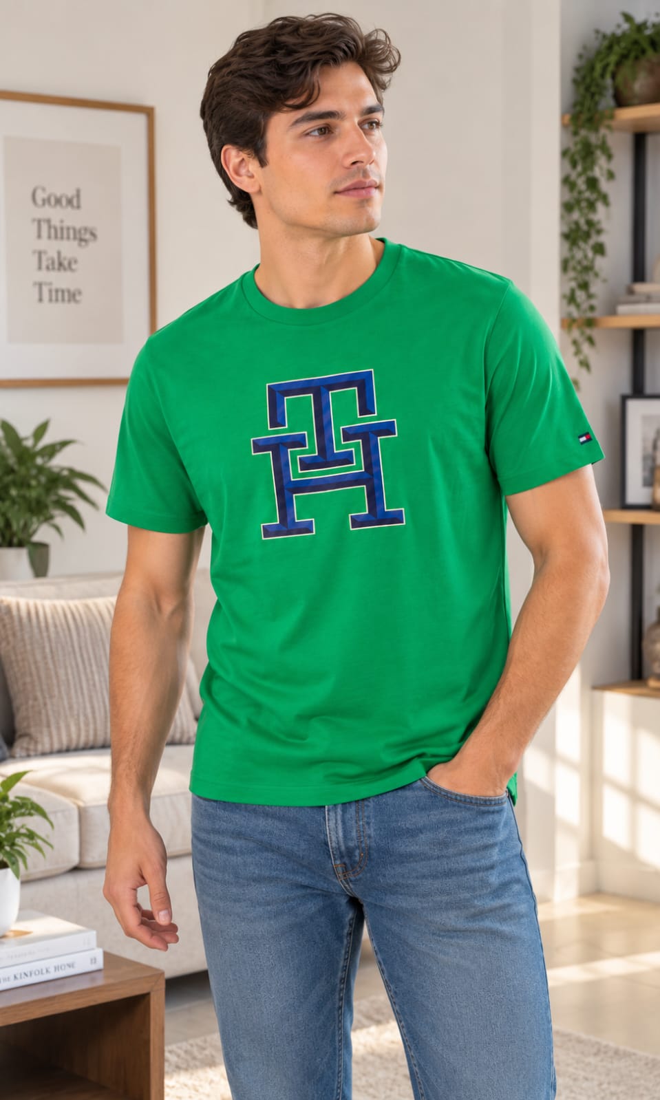 Playera para Hombre Verde de Cuello Redondo Tommy Hilfiger