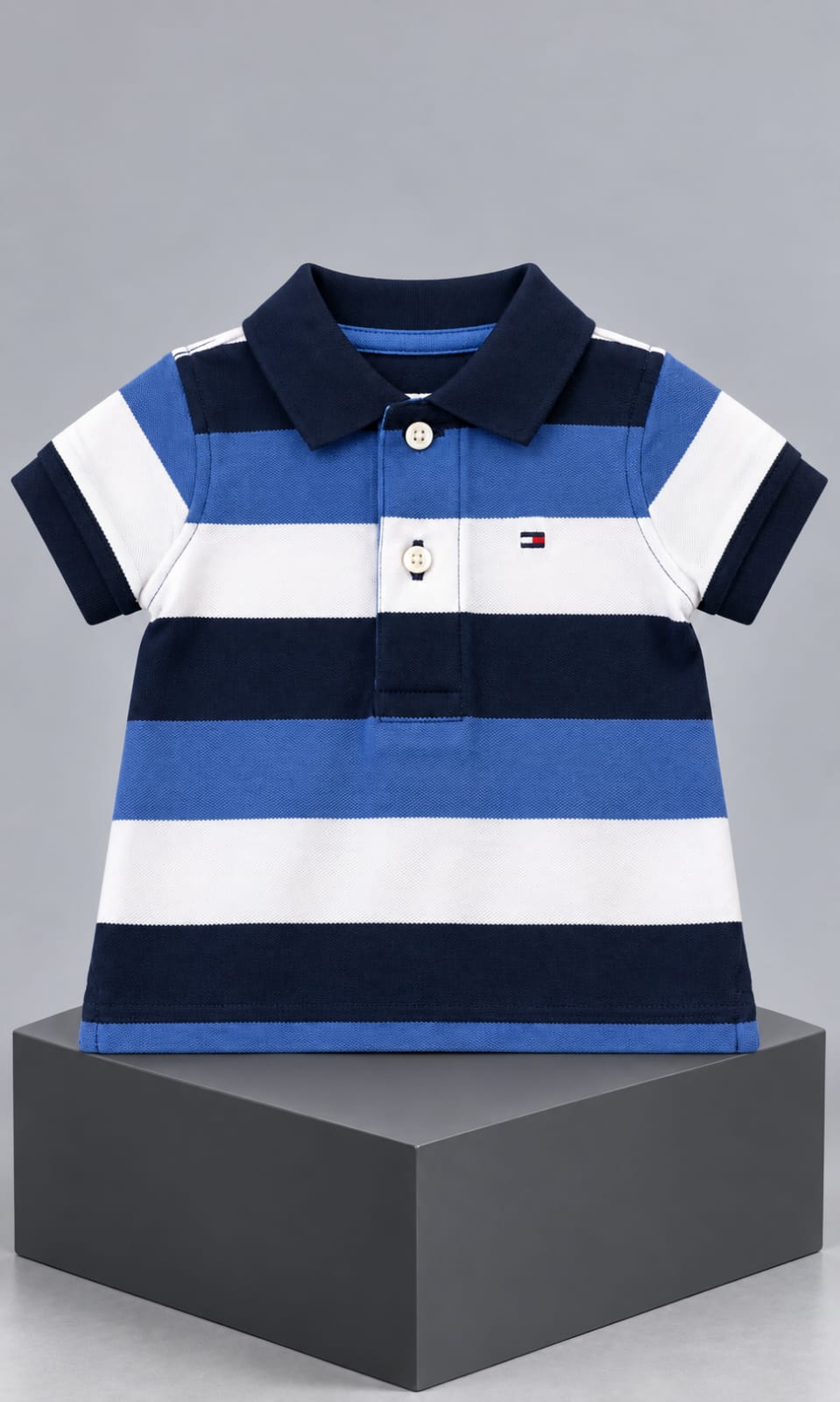 Playera Tommy Hilfiger para bebé 3-6 meses color azul marino, azul y blanco