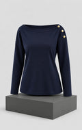 Blusa para Mujer Azul Marino de Manga Larga con Botones Decorativos Tommy Hilfiger