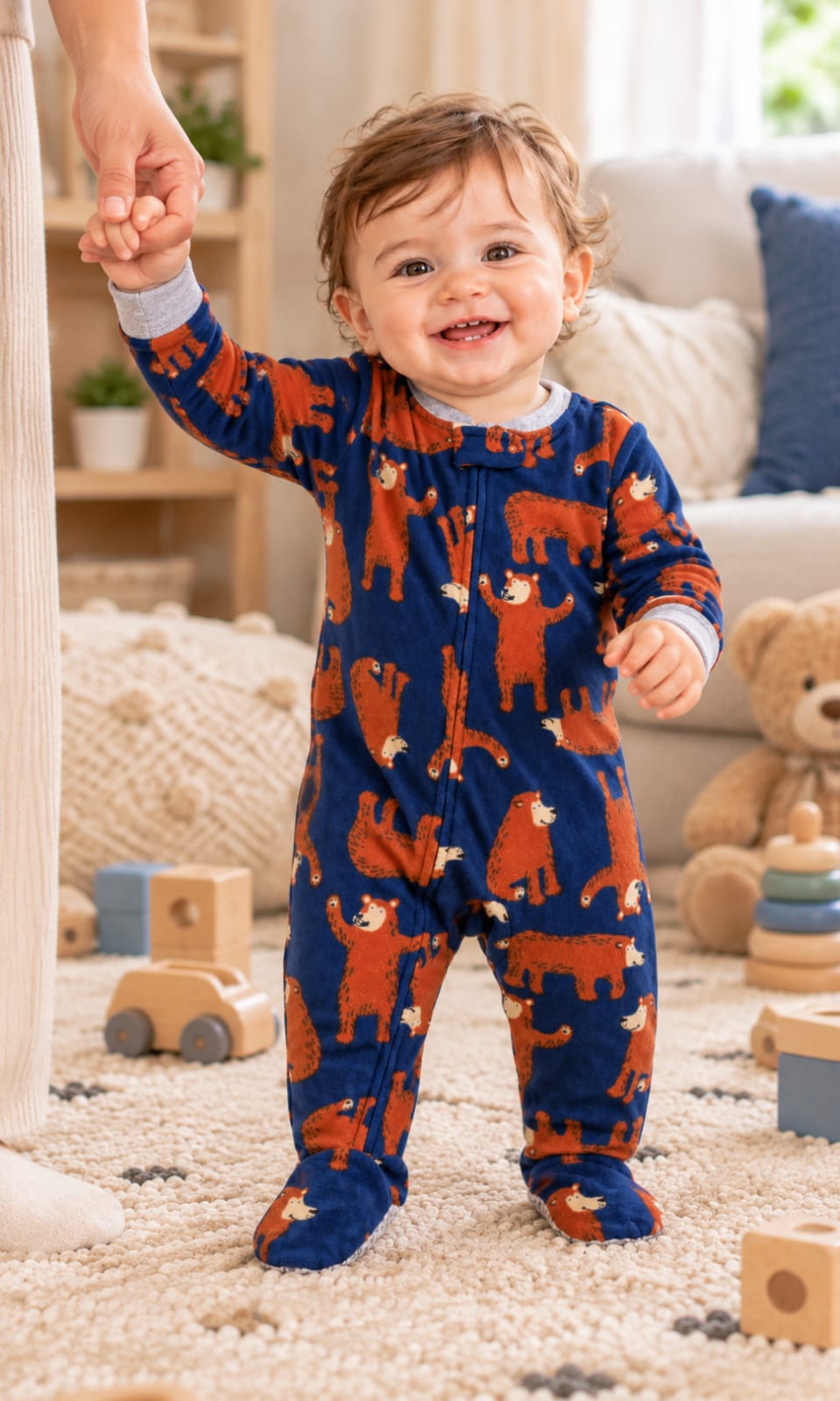 Mameluco completo para bebé de 12 meses en azul marino y café – Carter’s